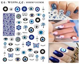 Colour Devil's Eyes Back Adhesive Nail Stickers Nail Decorative Nail Parts Blue Eyes Irregular Lines 3D Stickers Nail Art Decals