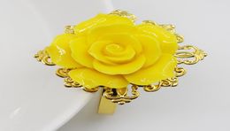 New 5pc yellow Rose Decorative gold Napkin Rings Napkin Holder Wedding Party Dinner Table Decoration Intimate Accessories3019566