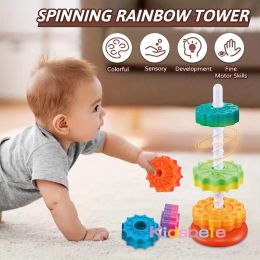 Baby Spinning Stacking Toys Spin Toys ABS Plastic and Colour Rainbow Design Ring Stacker Baby Toys