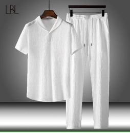 Men039s Tracksuits Summer Men Shirt Trousers Set Man Fashion Classic 2 Piece Sets Tracksuit Male Business Casual Shirts A Of Cl3079474