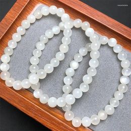 Link Bracelets 7MM Natural White Moon Stone Bracelet Women Fashion Charm Crystal Healing Energy Yoga Jewelry Gift 1PCS