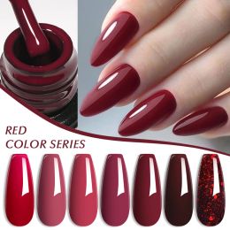 7ML Dark Red Gel Nail Polish Autumn Winter Red Series Semi Permanent Nail Art Varnish Soak Off UV LED Nail Gel Manicure