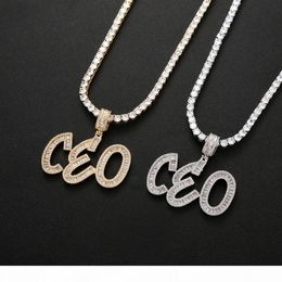 Hip Hop Custom Name Baguette Letters Pendant Necklace With Rope Chain Gold Silver Bling Zirconia Men Pendant Jewelry3165601