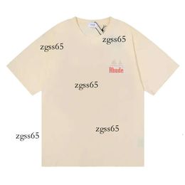Brand Rhude Human Designer T Shirt Mens Rhude Shorts Tracksuits Printing Letter Black White Grey Rainbow Colour Summer Fashion Cotton Cord Top Brand Short Sleeve 951