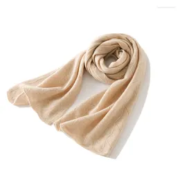 Scarves 2024 Spring Autumn Women Knitted Scarf Merino Wool Solid Color Warm Comfortable Long Lady High Quality