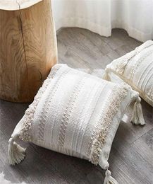 European Style Fourcorner Lace Tassel Cushion Office Lumbar Pillow Cotton Tufted Custom Sofa Pillowcase Chair Pad 2112298891423
