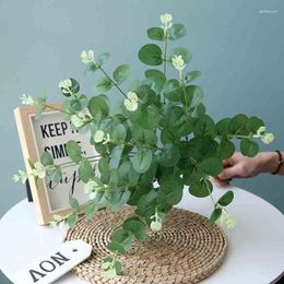 Decorative Flowers 10pcs 50CM Artificial Plant 4Forks Eucalyptus Green Branch Leaves Home Garden Party DIY Wall Ins Pogra