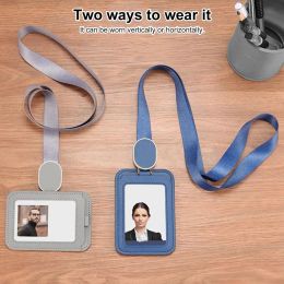 ID Badge Holder with Durable Lanyard Transparent Design Card Cover Retractable Reel ID Card Holder for Work Outdoor
