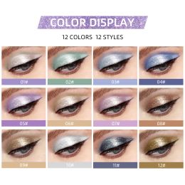 QIBEST Glitter Shimmer Eyeshadow Pen Set Cosmetic Shadow Pencil Eyeliner Quick-drying Liquid Eyeshadow Sticker Outline Eyemakeup