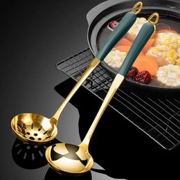 Spoons Stainless Steel Soup Spoon Silicone Handle Pot Tablespoons Colander El Kitchen Long Porridge Ladle Skimmer Tableware