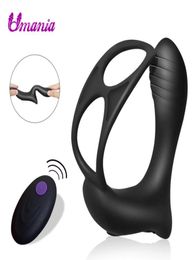 Usb Rechargeable Male Prostate Massage With Ring Remote Control Anal Vibrator Silicon Sex Toys For Men Butt Plug Penis Machine Y198536090