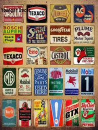Sky Chief Gasoline Vintage Poster Mobil Castrol GTX Motor Oil Metal Signs Wall Stickers Pub Bar Garage Decor Art Plaque YI0864135058