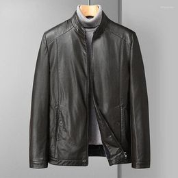 Men's Jackets Men PU Leather Jacket Winter Warm Fleece Lining Short Slim Outwear Stand Collar Smart Casual Size M-4XL High Quality