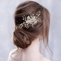 Hair Clips Trendy Flower Rhinestone Comb Pearl Headband For Women Party Prom Bridal Wedding Accessories Jewelry Clip Tiara