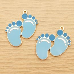 10pcs Baby Feet Charm for Jewelry Making Enamel Necklace Pendant Diy Craft Supplies Metal Bracelet Earring Keychain Accessories