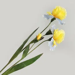 Decorative Flowers 1 PCS 76cm 2 Flower Heads Artificial Iris Gladdon Home Decor Wedding Table Room Decoration Gift F694