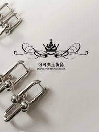 Fashion S925 sterling silver Hardwear classic buckle earrings simple temperament anti allergy versatile