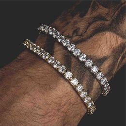 5mm 4mm 3mm Iced Out Tennis Bracelet Zirconia Triple Lock Hiphop Jewellery 1 Row Cubic Luxury Men Bracelets Mdqet