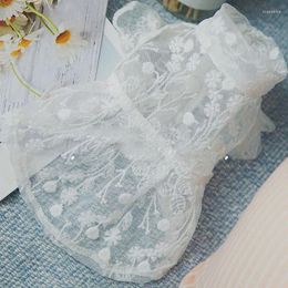 Dog Apparel White Lace Princess Weeding Dress Cool Mesh Girl Dresses For Cat Clothes O-neck Small Medium Dogs Chihuahua Pet Skirt XL