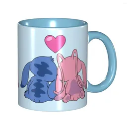 Tumblers Romantic Stitch And Angel Love Mug Cute Coffee Cup Gifts For Women Men Kids