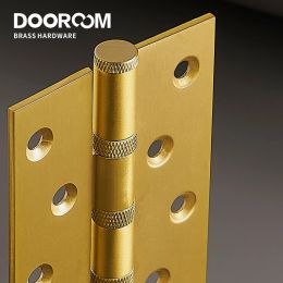 Dooroom Brass Knurled Door Hinges Free Slot Smoothly Thickening Mute Door Hinges 4 Inch 5 Inch