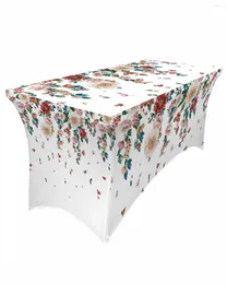 Table Skirt Plants Flowers White Elastic Wedding El Birthday Cover Buffet Tablecloth Decor