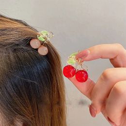 1pc Kids Ins Style Mini Cherry Hair Claw Kawaii Simple Candy Colour Acrylic Hairpin Crab Popular Women BB Barrettes