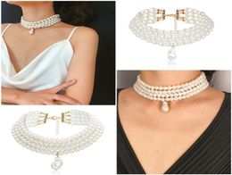 Multilayer Riceshaped Pearl Shaped Fashion Simple Choker For Women Round Chain Necklace Chocker Collar Collier Femm Pendant Neck9827533