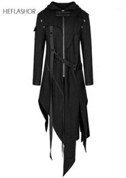 Men039s Trench Coats Heflashor Men Gothic Style Hip Hop Coat Hooled Cloak Men039s нерегулярный дизайн Длинной кардиган -стрит Punk6408111