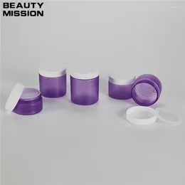 Storage Bottles 100g-250g X 20 Empty Frosted Purple Plastic Jars With White Screw Lid Makeup Face Cream Suncreen Pot PET Container