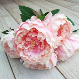 Decorative Flowers 5 PCS Peony Artificial Flower Birthday Room Decor Wedding Accessories Bridal Bouquet Christmas Romantic Party Store