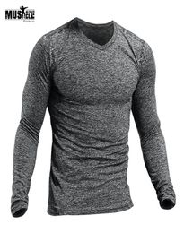 Men039s TShirts MUSCLE ALIVE Men Bodybuilding Long Sleeve Slim Fit Fitness Workout For Man Stretchy Triblend Fashion Tops Spor3518331