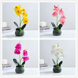 Decorative Flowers 1 Set Artificial Butterfly Orchid High Grade Simulation Of Fake And Vase Creative Plant Wall Potted
