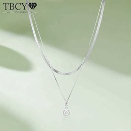Anhänger Halsketten Tbcyd 1CT Moissanit Diamonds Round Blase Halskette Anhänger 925 Sterling Silber Abnehmbares Stapelkette für Frauen Q240525