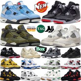 Mit Box 4 Basketballschuhe Männer Frauen 4s Militär Blau gezüchtet neu interpretierte schwarze Katze Red Thunder Zement Metallic Gold Segel Oliven Herren Trainer Sport im Freien Sneaker