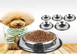 Anti Slip Cats Puppy Travel Feeding Feeder Kitten Stainless Steel Bowl Food and Water Dish Pet Dog Cat Bowl DLH1424685077