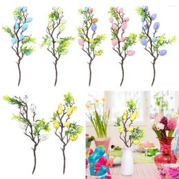 Decorative Flowers 35CM Festival Supplies Artificial Colorful DIY Painting Foam Egg Flower Easter Decoration Tree Branch Fake Plant