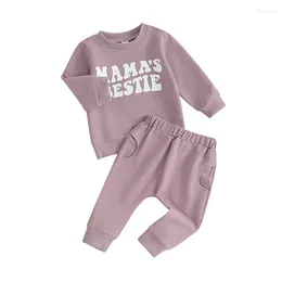Clothing Sets Toddler Baby Girl 2Pcs Spring Fall Outfits Long Sleeve Letter Pullover Elastic Sweatpants Casual Clothes Set
