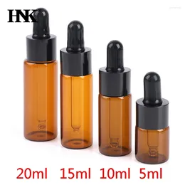 Storage Bottles 5pcs 5ml 10ml 15ml 20ml Amber Glass Dropper Bottle Jars Vials With Pipette For Cosmetic Perfume Essential Oil