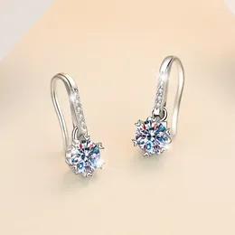 Stud Earrings 2024 S925 Silver Girl Gold Plated Simple Snowflake Tassel Mosang Stone Jewelry Wedding Wholesale