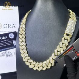 30Mm Width Brass Custom Big Necklace D-Vvs Moissanite Big Cuban Link Chain