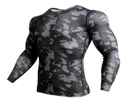 Men039s TShirts Compression Shirt Men Camouflage Long Sleeve Tight Tee Fitness 3D Quick Dry Clothes MMA Rashguard Gyms Camo T9080667