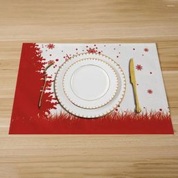 Table Mats Fresh Style Small Plaid Placemats Modern Simple Fabric Red Heat Resistant Grid Cup Pads