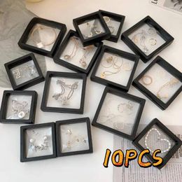 Jewellery Pouches 10Pcs PE Film Storage Box 3D Packaging Case Free Stand Floating Frame Membrane Ring Earrings Necklace Display Holder