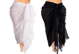 Brand Sexy beach cover up sarong summer bikini coverups wrap pareo beach dress skirts towel blackwhite8831238