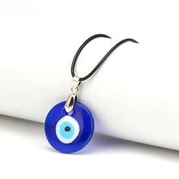 Anhänger Halsketten Fsunion Vintage türkisch blau böse Eye Anhänger Halskette Lucky Clavicle Kette Party Schmuck für Frauen 2024 Geschenke Q240525