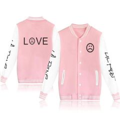 Moletom Lil Peep LOVE Baseball Uniform Jacket Coat Men Harajuku Sweatshirts Winter Fashion Hip Hop Fleece Pink Hoodie Outwear1327567