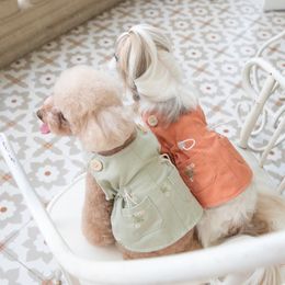 Dog Apparel Autumn And Winter Pet Clothes Embroidered Plus Velvet Strap Skirt Clothing For Dogs Cat Drawstring Pets