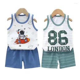 Clothing Sets Summer Kids Baby Boys Girls Cotton Vest Shorts 2-Piece Set Cartoon Printing Casual Tracksuit Clothes Suit 1-6 Years