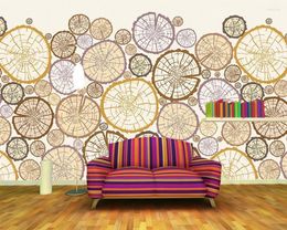 Wallpapers Papel De Parede Retro Annual Tree Root Colorful Modern Circle 3d Wallpaper Mural Living Room Bedroom Wall Papers Home Decor